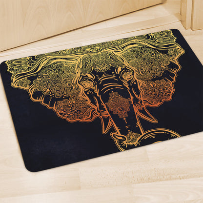 Spiritual Elephant Mandala Print Polyester Doormat