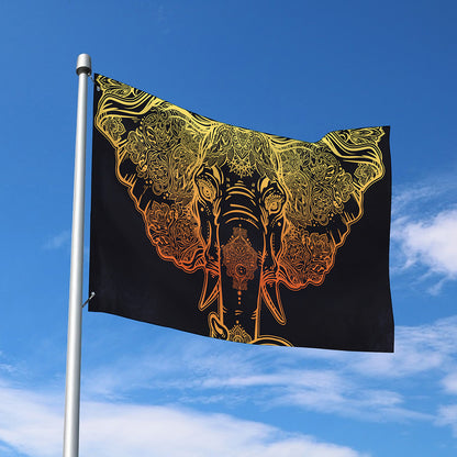 Spiritual Elephant Mandala Print Polyester Flag