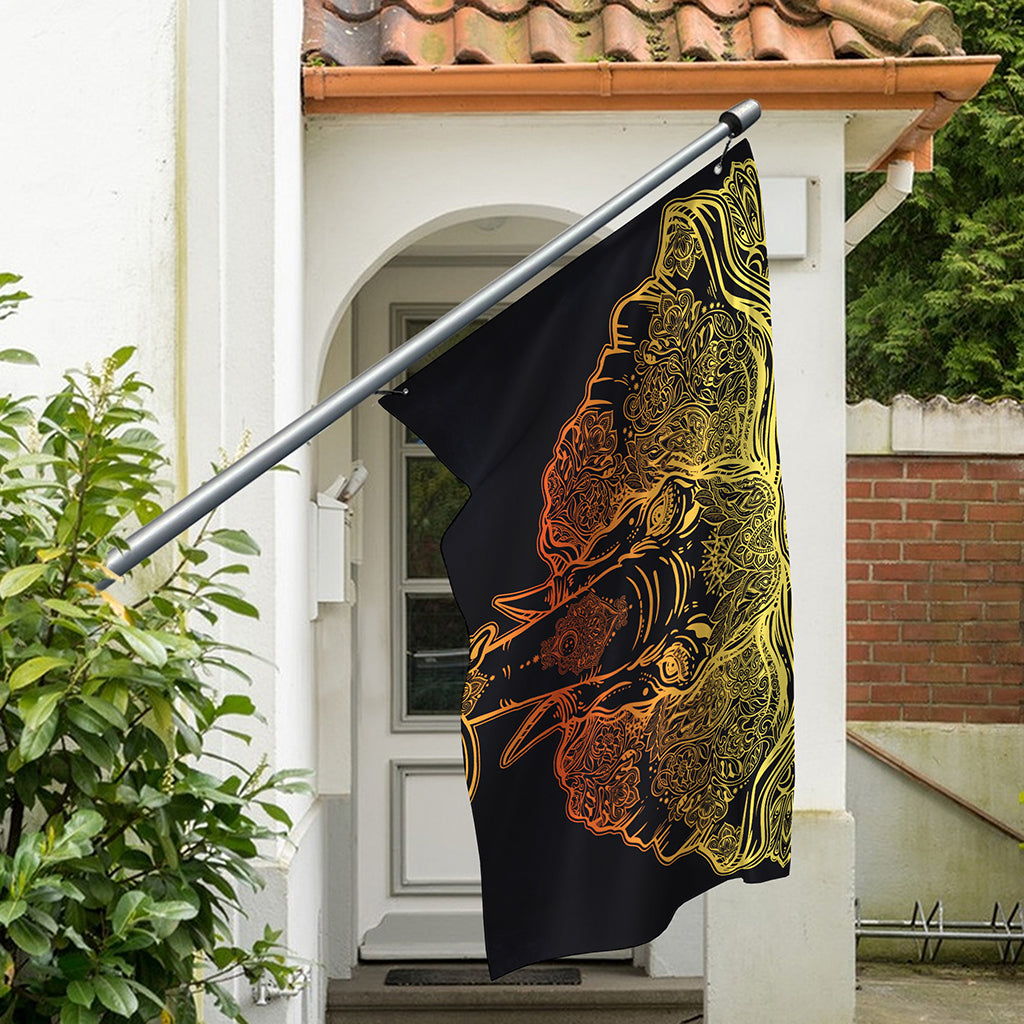 Spiritual Elephant Mandala Print Polyester Flag