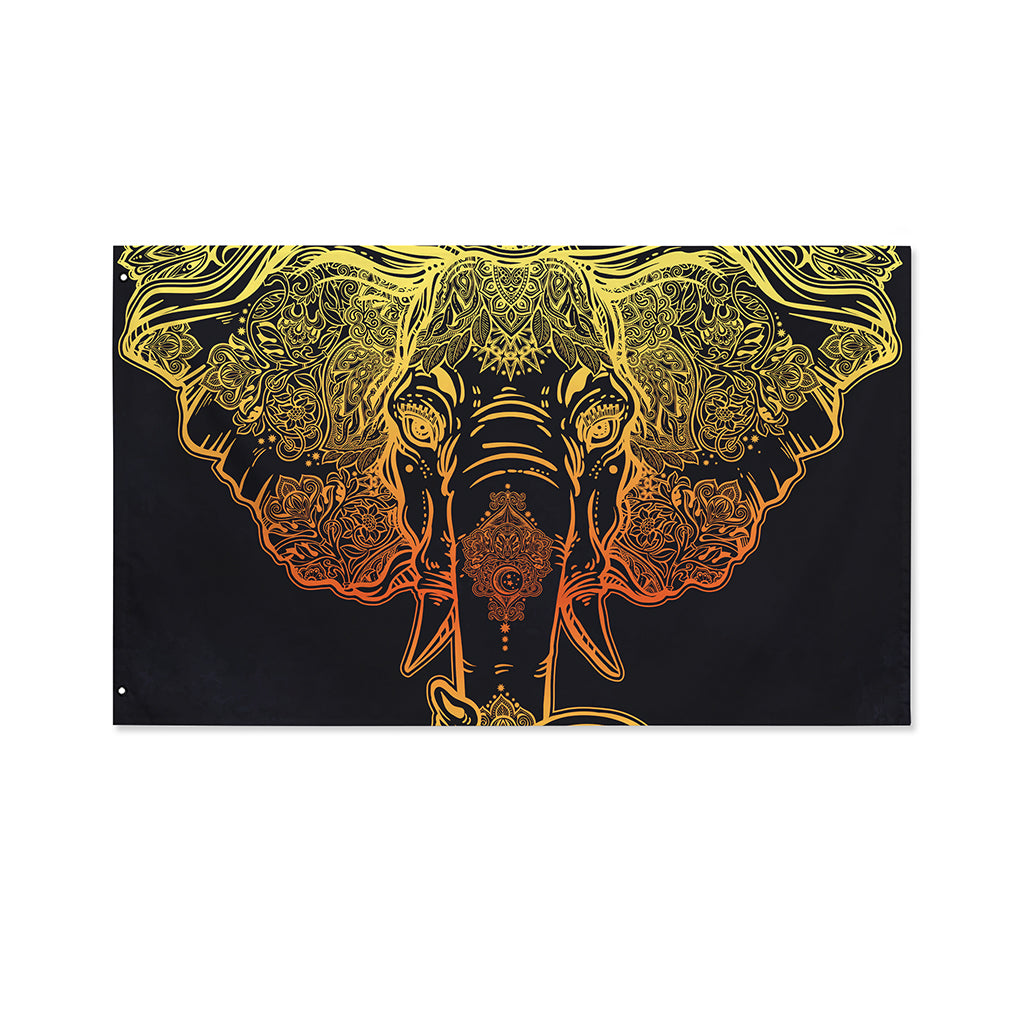Spiritual Elephant Mandala Print Polyester Flag