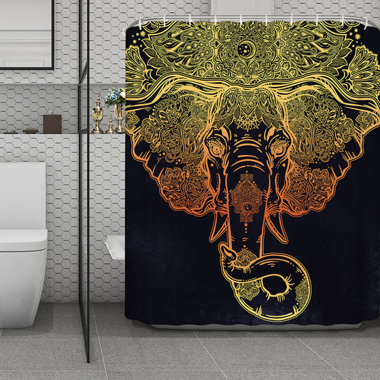 Spiritual Elephant Mandala Print Polyester Shower Curtain