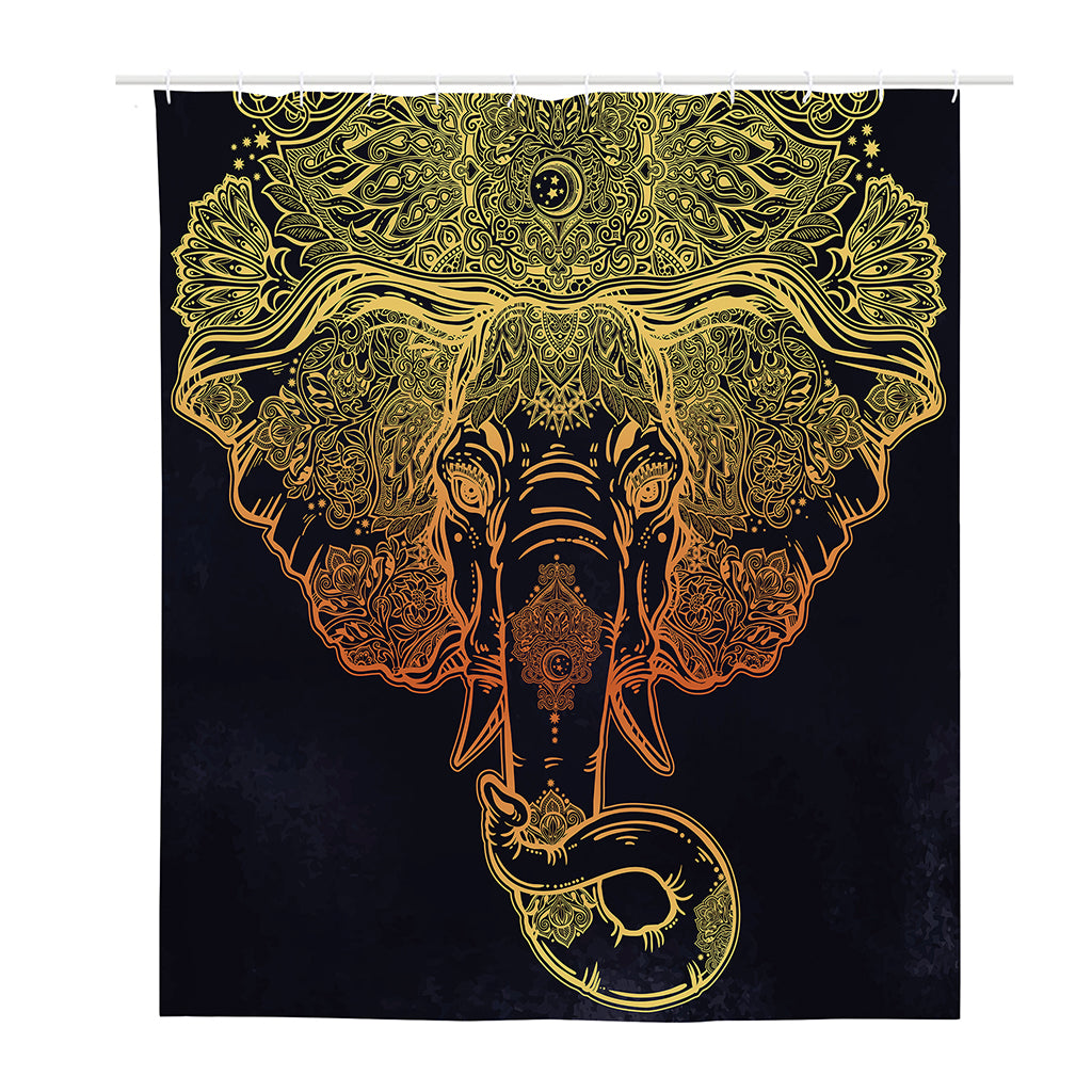 Spiritual Elephant Mandala Print Polyester Shower Curtain