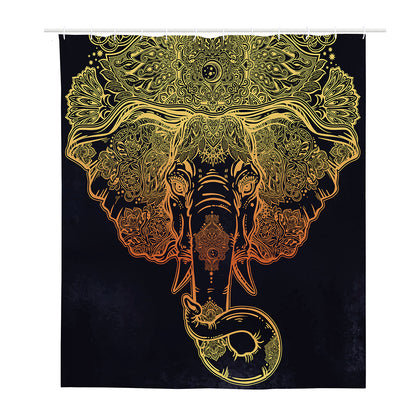 Spiritual Elephant Mandala Print Polyester Shower Curtain