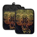 Spiritual Elephant Mandala Print Pot Holders With Pocket