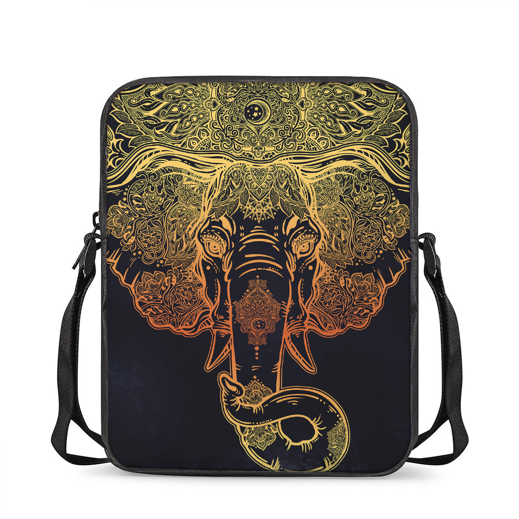 Spiritual Elephant Mandala Print Rectangular Crossbody Bag