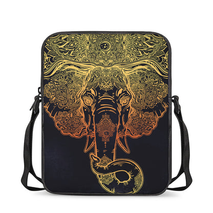 Spiritual Elephant Mandala Print Rectangular Crossbody Bag