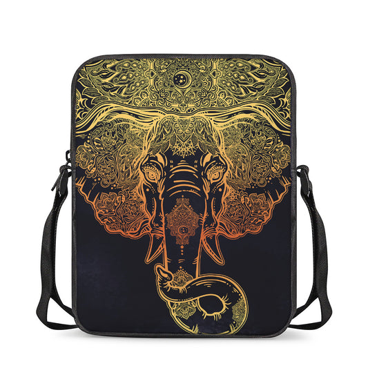 Spiritual Elephant Mandala Print Rectangular Crossbody Bag