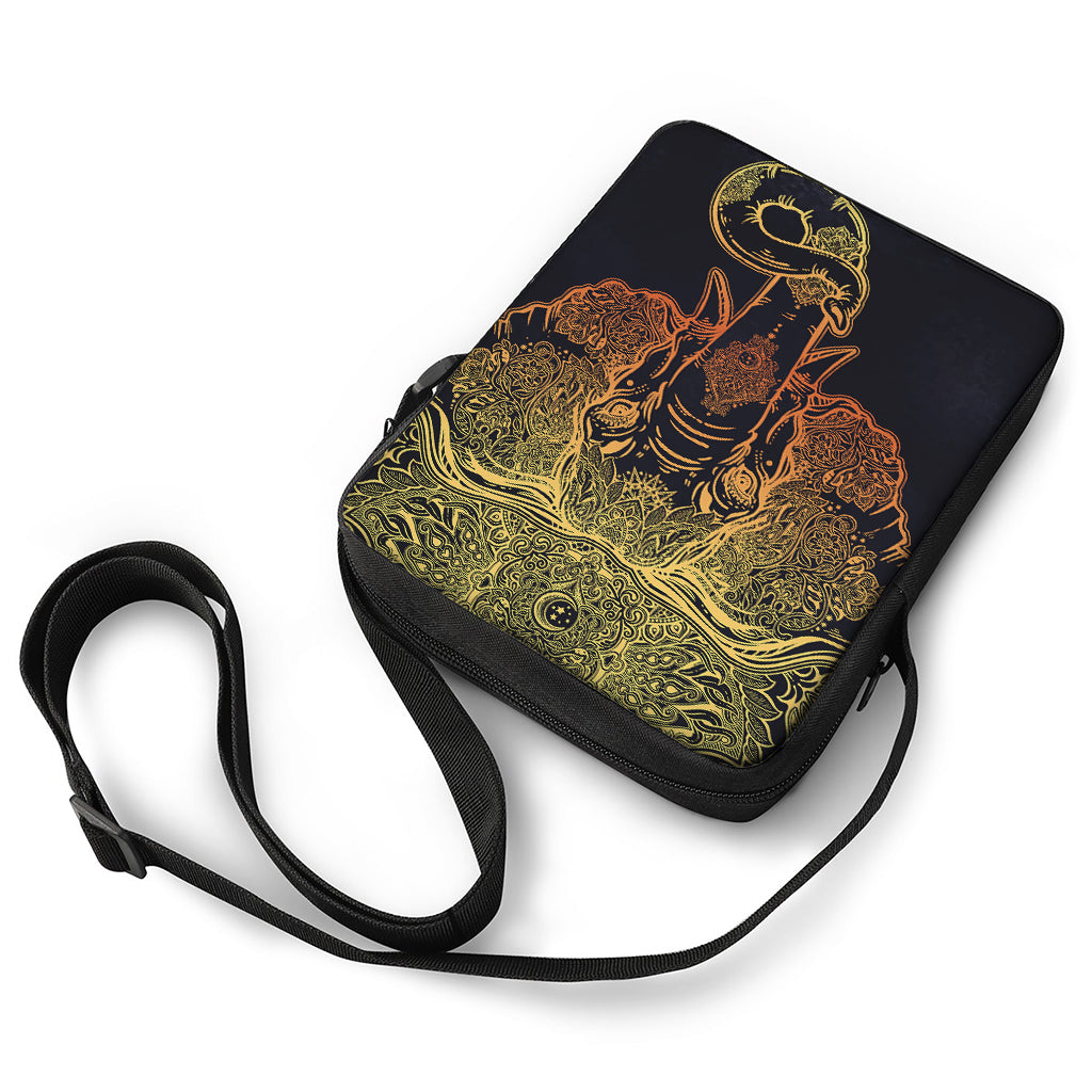 Spiritual Elephant Mandala Print Rectangular Crossbody Bag