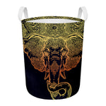 Spiritual Elephant Mandala Print Round Laundry Basket