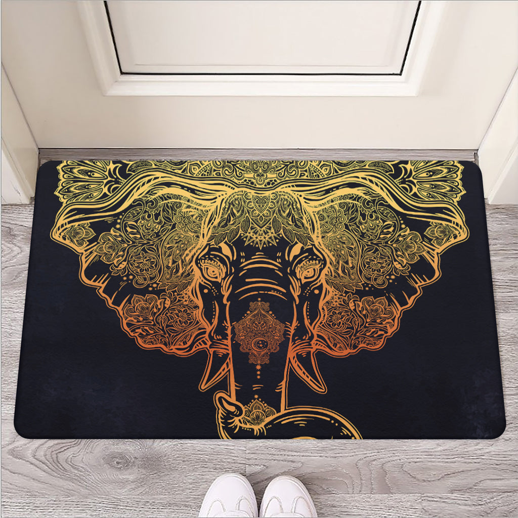 Spiritual Elephant Mandala Print Rubber Doormat