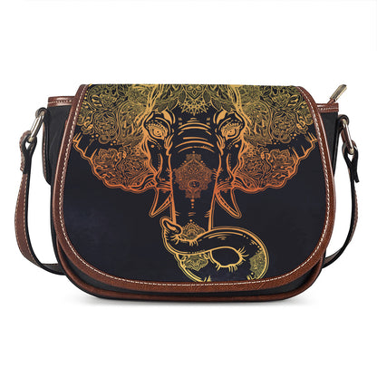 Spiritual Elephant Mandala Print Saddle Bag