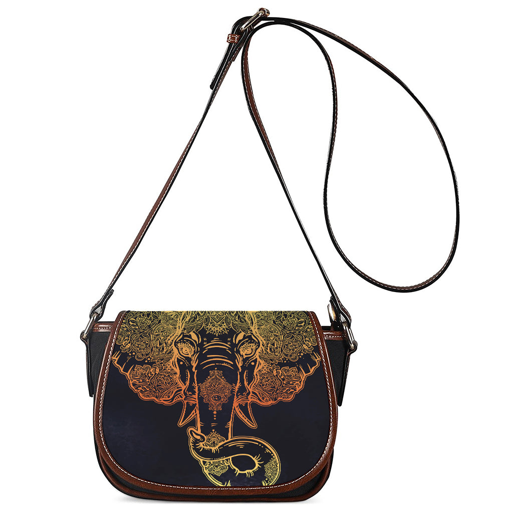 Spiritual Elephant Mandala Print Saddle Bag