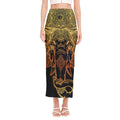 Spiritual Elephant Mandala Print Side Slit Maxi Skirt