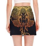 Spiritual Elephant Mandala Print Side Slit Mini Skirt
