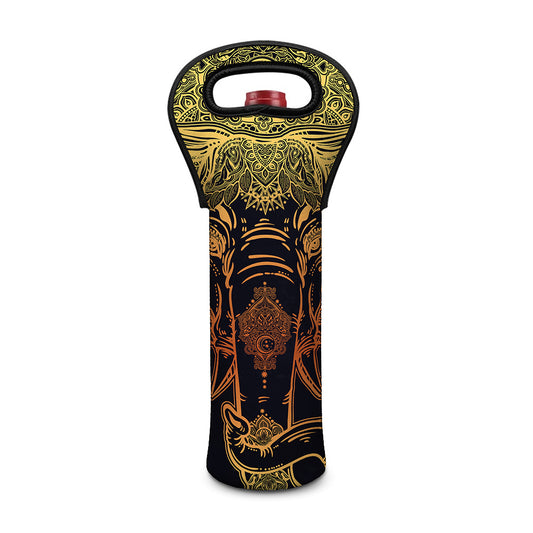 Spiritual Elephant Mandala Print Single Neoprene Wine Tote