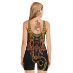 Spiritual Elephant Mandala Print Sleeveless One Piece Swimsuit