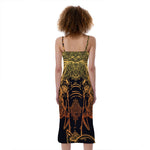 Spiritual Elephant Mandala Print Slim Fit Midi Cami Dress