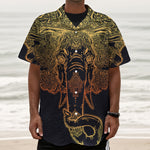Spiritual Elephant Mandala Print Textured Short Sleeve Shirt