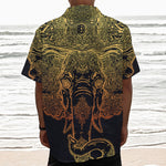 Spiritual Elephant Mandala Print Textured Short Sleeve Shirt