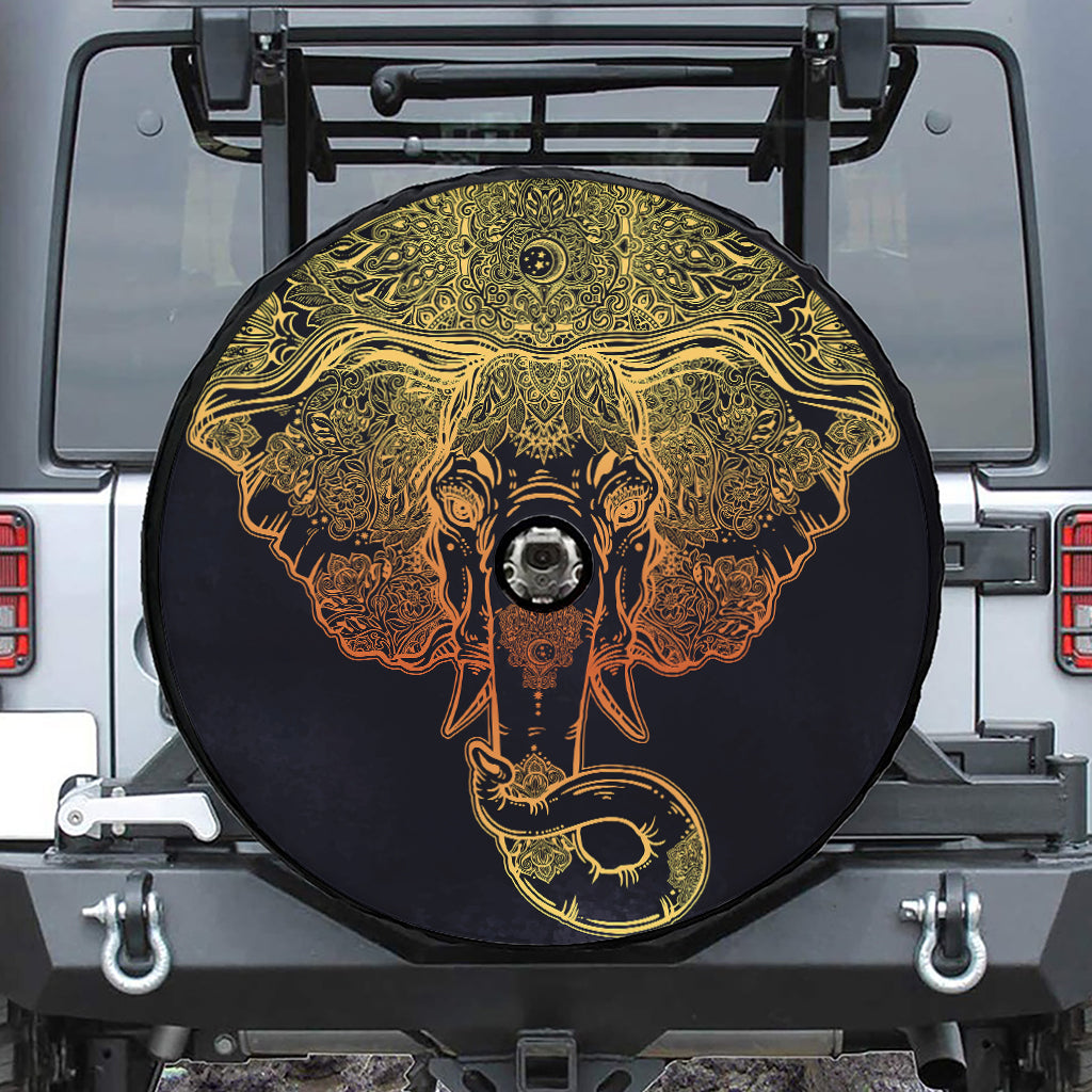 Spiritual Elephant Mandala Print Tire Cover With Camera Hole