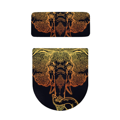Spiritual Elephant Mandala Print Toilet Lid And Tank Cover Set