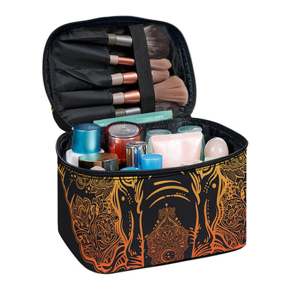 Spiritual Elephant Mandala Print Travel Makeup Bag