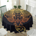 Spiritual Elephant Mandala Print Waterproof Round Tablecloth