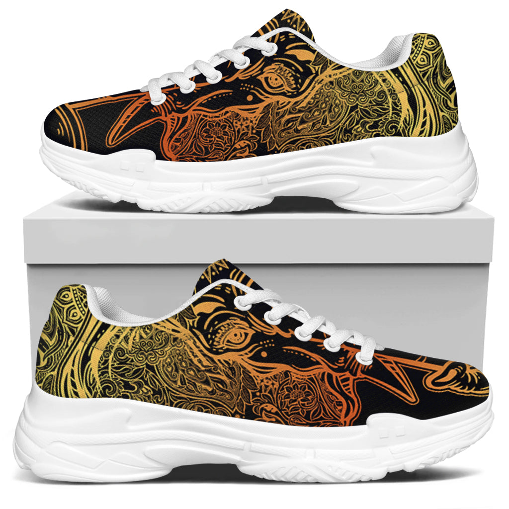 Spiritual Elephant Mandala Print White Chunky Shoes