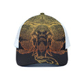 Spiritual Elephant Mandala Print White Mesh Trucker Hat