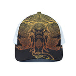 Spiritual Elephant Mandala Print White Mesh Trucker Cap