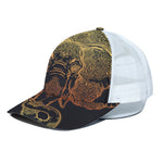 Spiritual Elephant Mandala Print White Mesh Trucker Cap
