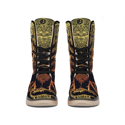 Spiritual Elephant Mandala Print Winter Boots