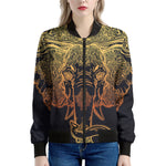 Spiritual Elephant Mandala Print Women's Bomber Jacket