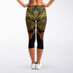Spiritual Elephant Mandala Print Women's Capri Leggings