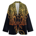Spiritual Elephant Mandala Print Women's Cotton Blazer