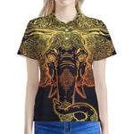 Spiritual Elephant Mandala Print Women's Polo Shirt