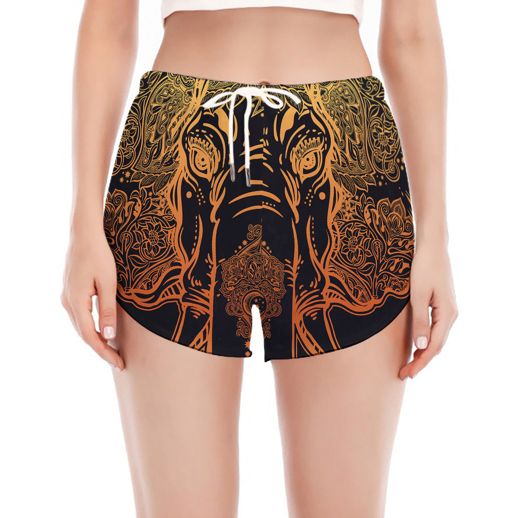 Spiritual Elephant Mandala Print Women's Split Running Shorts