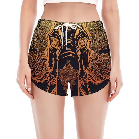 Spiritual Elephant Mandala Print Women's Split Running Shorts