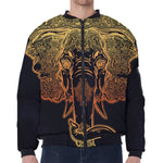 Spiritual Elephant Mandala Print Zip Sleeve Bomber Jacket