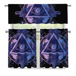 Spiritual Eye of Providence Print 3 Piece Kitchen Curtains