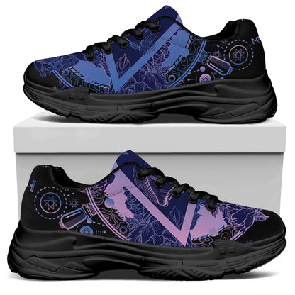 Spiritual Eye of Providence Print Black Chunky Shoes