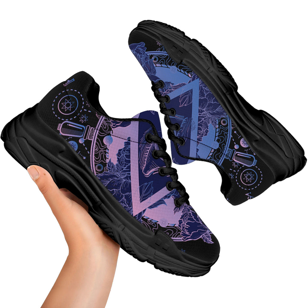Spiritual Eye of Providence Print Black Chunky Shoes