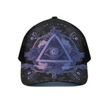 Spiritual Eye of Providence Print Black Mesh Trucker Cap