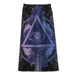 Spiritual Eye of Providence Print Cotton Front Slit Maxi Skirt
