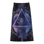 Spiritual Eye of Providence Print Cotton Front Slit Maxi Skirt