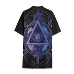 Spiritual Eye of Providence Print Cotton Hawaiian Shirt