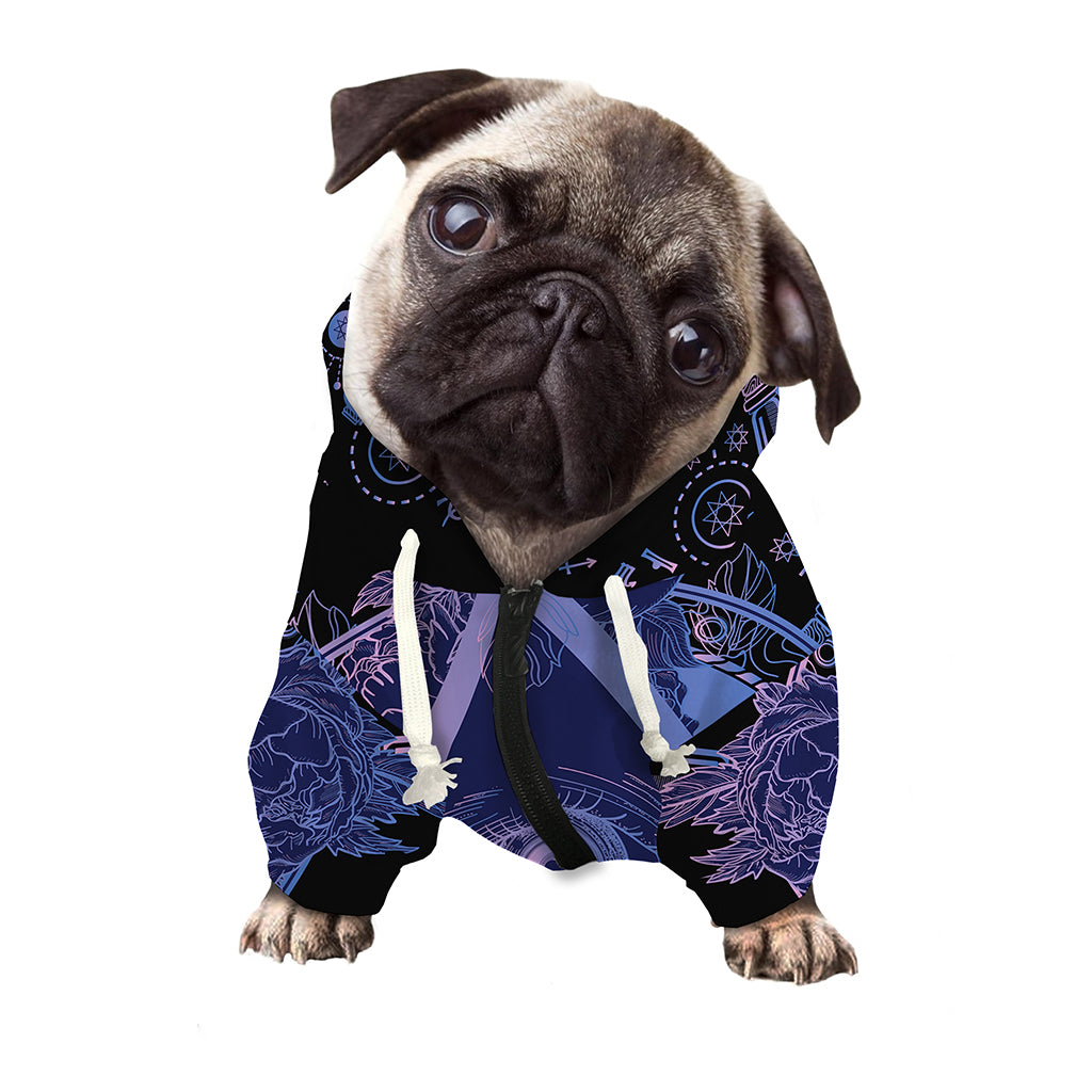 Spiritual Eye of Providence Print Dog Zip Up Hoodie