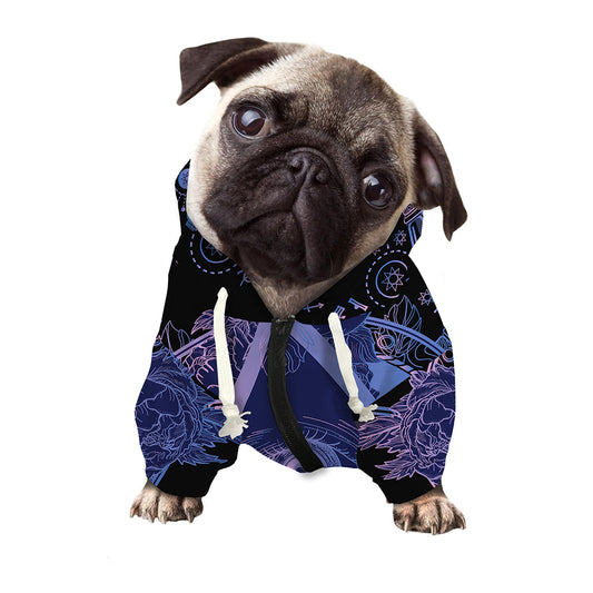 Spiritual Eye of Providence Print Dog Zip Up Hoodie