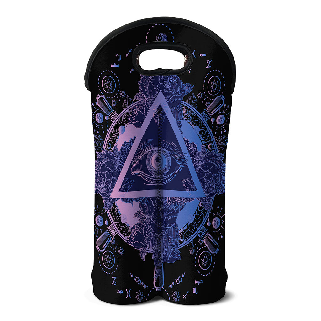Spiritual Eye of Providence Print Double Neoprene Wine Tote