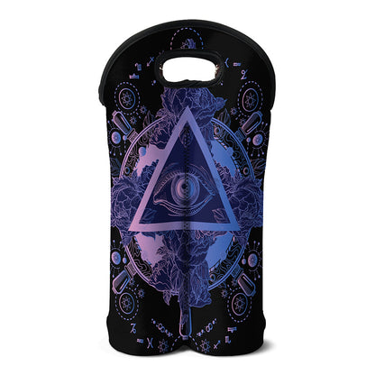 Spiritual Eye of Providence Print Double Neoprene Wine Tote